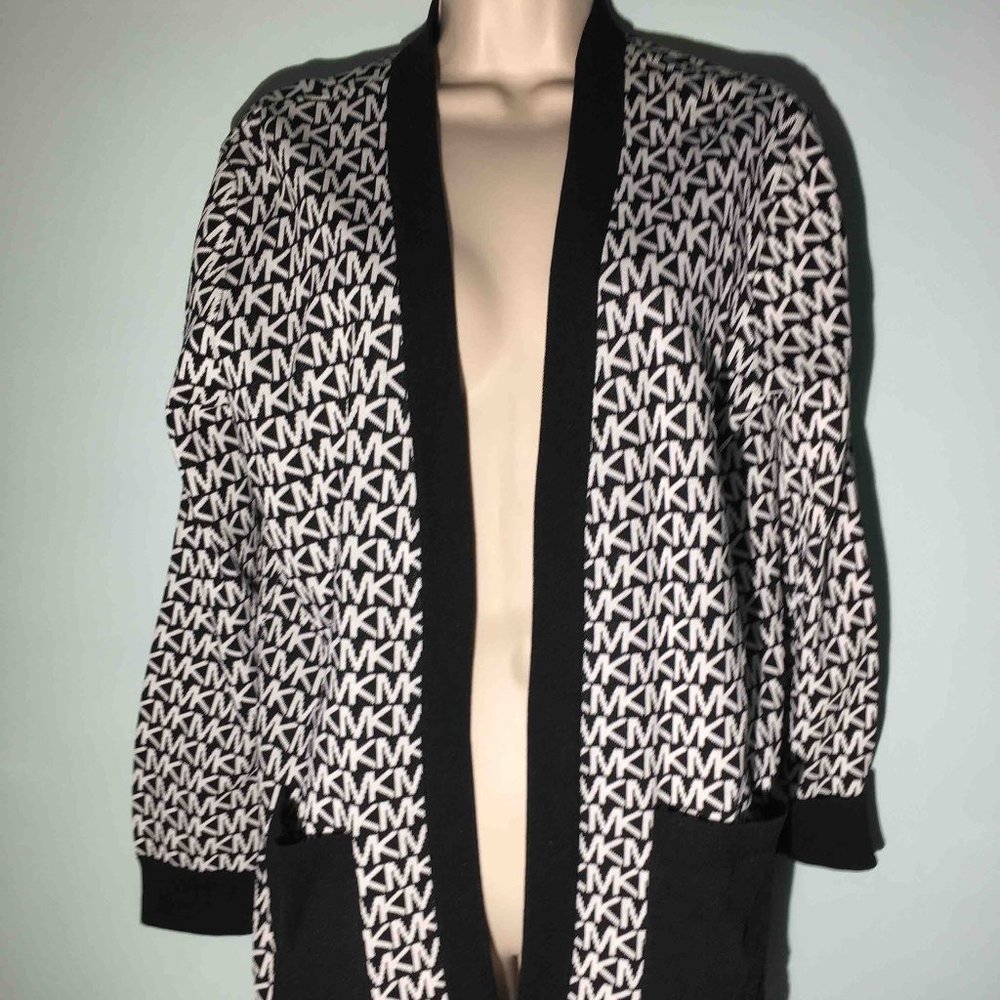 Michael Kors logo print cardigan sweater M NEW